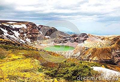 Viewpoint of Okama Crater Lake Stock Photo